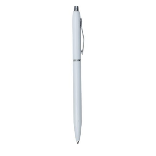 Caneta Com Logo Metal Fininha na cor branco