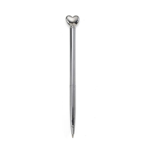 Caneta Personalizada Metal Coração na cor prata
