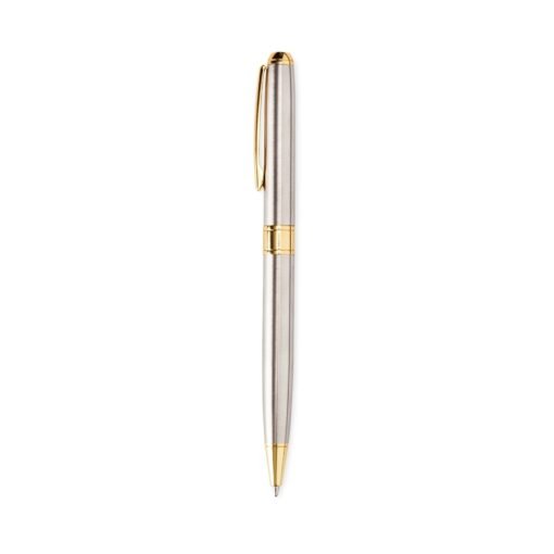 Caneta Promocional Metal - prata com detalhes em dourado