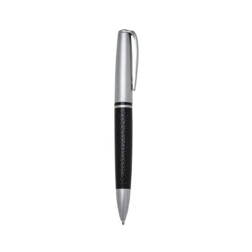 Caneta Personalizada Couro - Prata/Preto SPX-ER133F-FOS/PRE