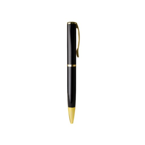 Caneta Personalizada Metal - preto com detalhes em dourado
