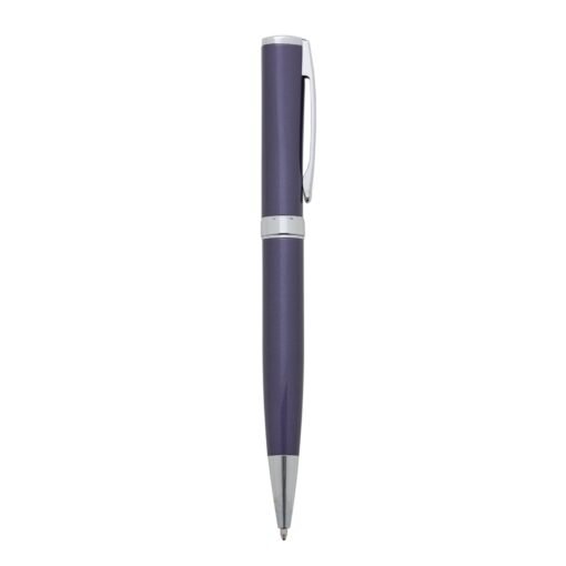 Caneta Com Logo Metal - roxo com detalhes em prata