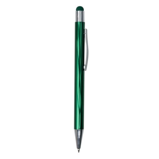 Caneta Personalizada Metal C/ Ponta Touch - verde com detalhes em prata