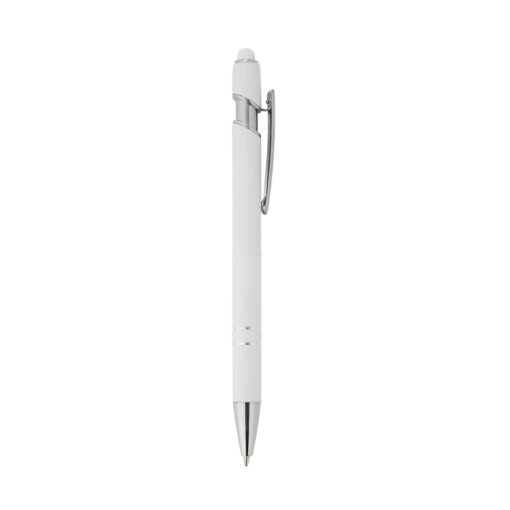 Caneta personalizada metal touch na cor branco
