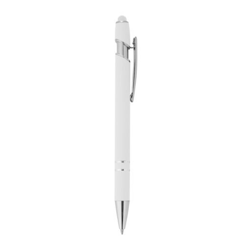 Caneta Para Brindes Metal Touch - branco com detalhes em prata