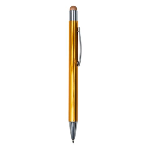 Caneta Personalizada Para Empresas Metal C/ Ponta Touch - dourado com detalhes em prata