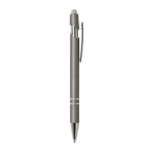 Caneta Personalizada Metal Touch - chumbo com detalhes em prata