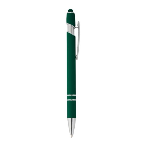Caneta Personalizada Para Empresas Metal Touch - verde com detalhes em prata