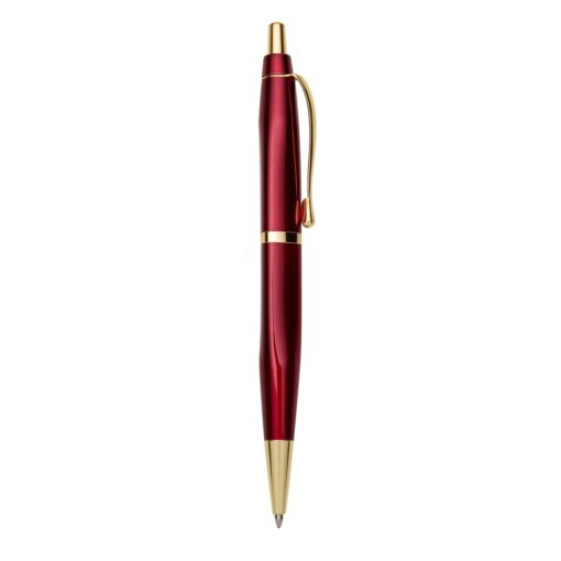 Caneta Para Brindes Metal - vermelho com detalhes em dourado