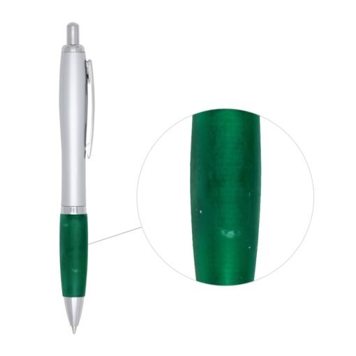 Caneta Personalizada Plástica - Prata/Verde SPX-518*C-PRA/VD
