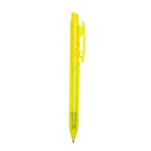 CANETA PLÁSTICA FLUORESCENTE SPX-P@01097F-AMA NA COR BRANCO