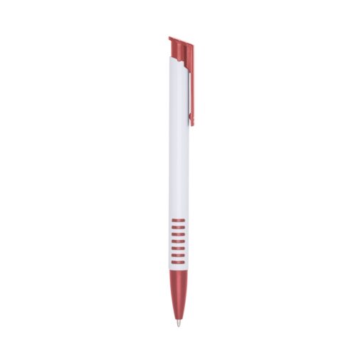 Caneta Personalizada Plástica - vermelho com detalhes em branco