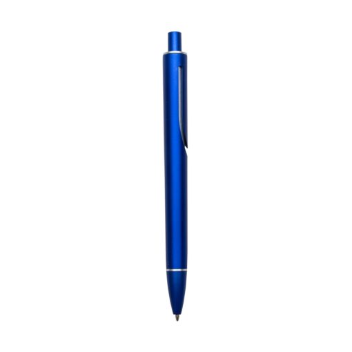 Caneta Personalizada Para Empresas Plástica C/ 1 Anel - azul com detalhes em prata
