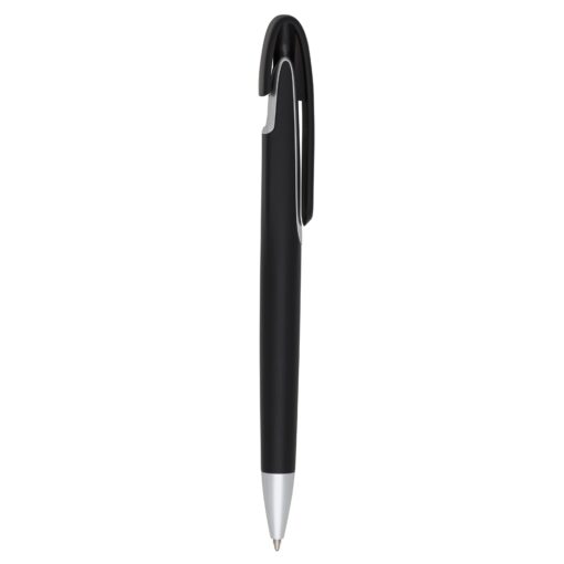 Caneta Com Logo Plástica - preto com detalhes em prata