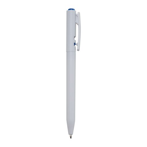 Caneta Personalizada Plastica - branco com detalhes em azul