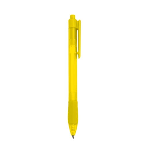 Caneta Promocional Plástica - amarelo com detalhes em branco