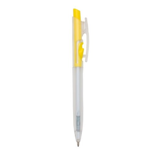 CANETA PLÁSTICA TRANSLUCIDA SPX-01097A-TRA/AMA NA COR AMARELO
