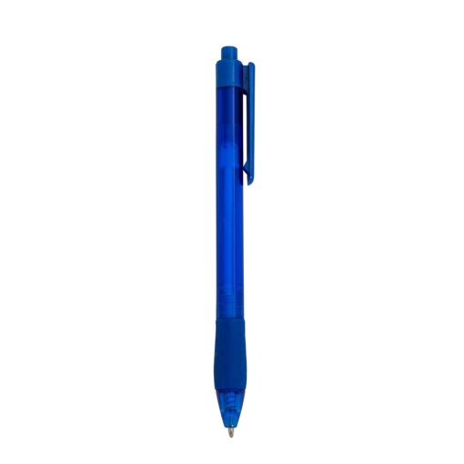 Caneta Personalizada Plástica - azul com detalhes em branco
