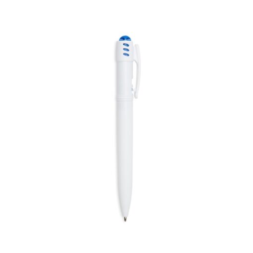 Caneta Promocional Plastica - branco com detalhes em azul