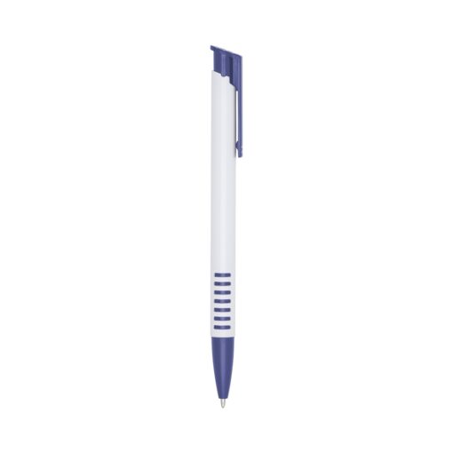 Caneta Promocional Plástica - azul com detalhes em branco