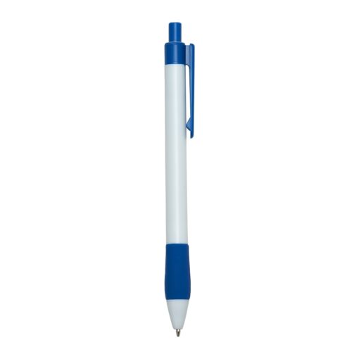 Caneta Para Brindes Plástica - azul com detalhes em branco