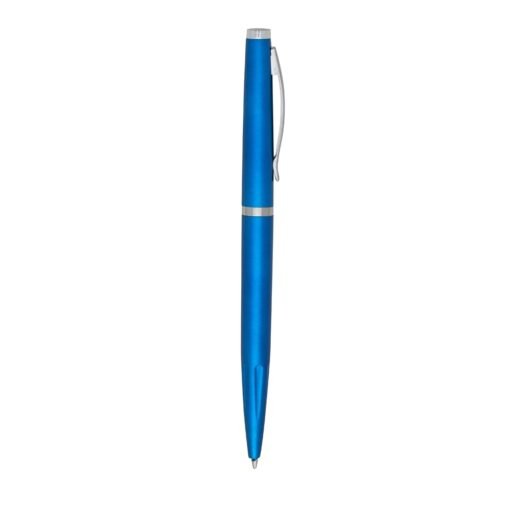 Caneta Personalizada Plástica - azul com detalhes em prata