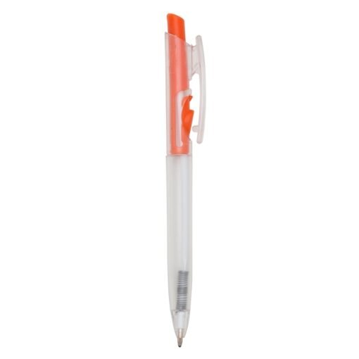 CANETA PLÁSTICA TRANSLUCIDA SPX-01097A-TRA/LAR NA COR LARANJA