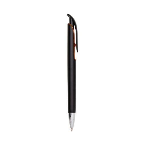 Caneta Com Logo Plástica - preto com detalhes em laranja