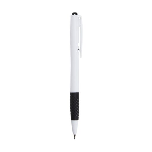 Caneta Promocional Plástica - branco com detalhes em preto