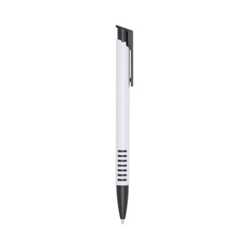 Caneta Com Logo Plástica - preto com detalhes em branco