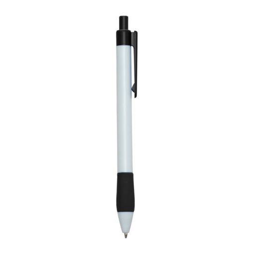 Caneta Promocional Plástica - preto com detalhes em branco