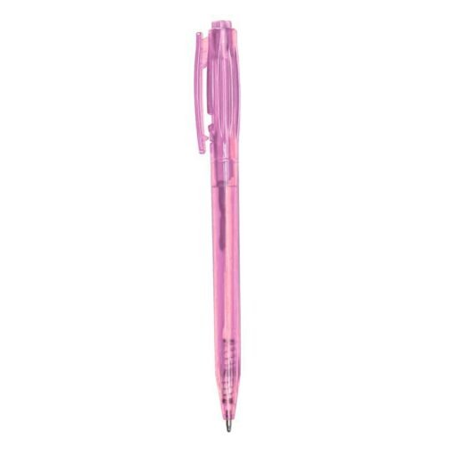 CANETA PLÁSTICA TRANSLUCIDA SPX-06161T-ROS NA COR ROSA