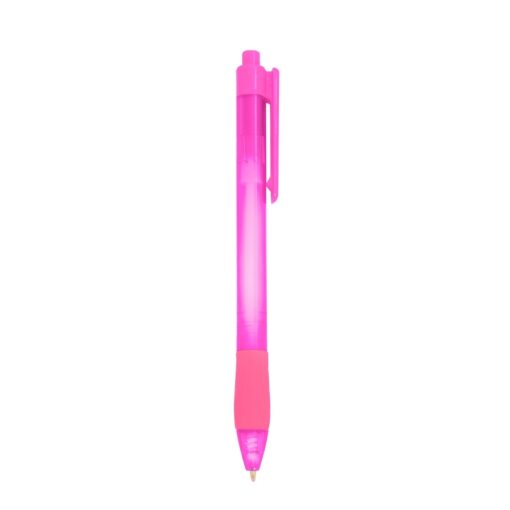 Caneta Com Logo Plástica na cor rosa