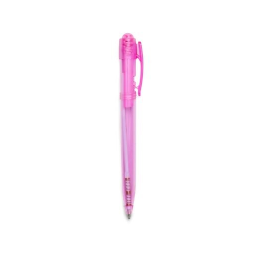 Caneta Para Brindes Plastica Translucida na cor rosa