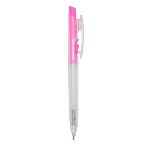 CANETA PLÁSTICA TRANSLUCIDA SPX-01097A-TRA/ROS NA COR ROSA
