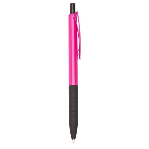 Caneta Personalizada Plástica - rosa com detalhes em preto