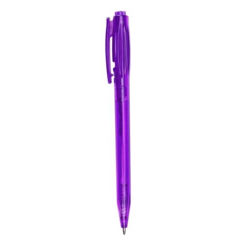 CANETA PLÁSTICA TRANSLUCIDA SPX-06161T-ROX NA COR ROXO