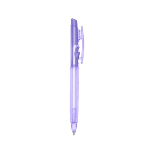 Caneta Com Logo Plástica Translucida na cor roxo