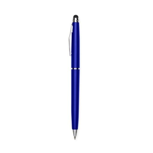 Caneta Personalizada Plástica Com Touch - azul com detalhes em prata