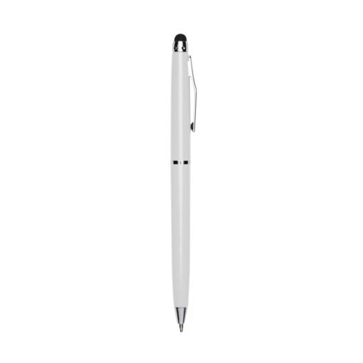 Caneta Personalizada Para Empresas Plástica Com Touch na cor branco