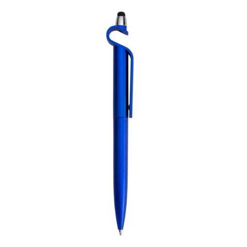 Caneta Promocional Plastica C/ Suporte E Touch - azul com detalhes em prata