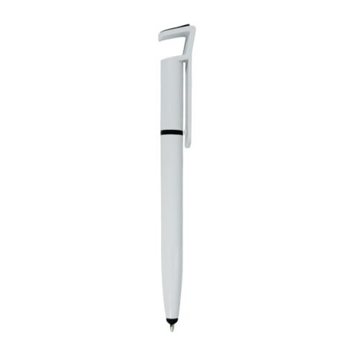 Caneta Promocional Base Celular Limp. Tela E Ponta Touch na cor branco