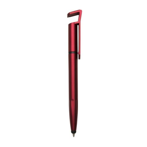 Caneta Promocional Base Celular Limp. Tela E Ponta Touch na cor vermelho