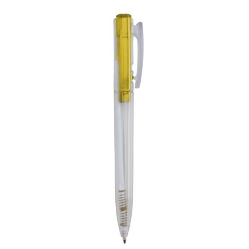 Caneta Personalizada Plástica - Amarelo/Transparente