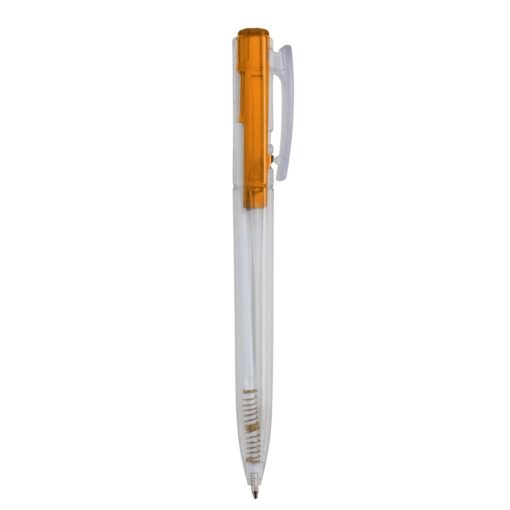 Caneta Personalizada Plástica - Laranja/Transparente