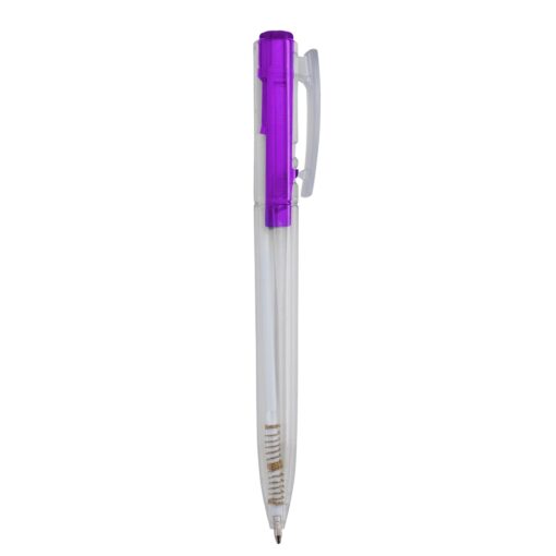 Caneta Personalizada Plástica - Transparente/Roxo