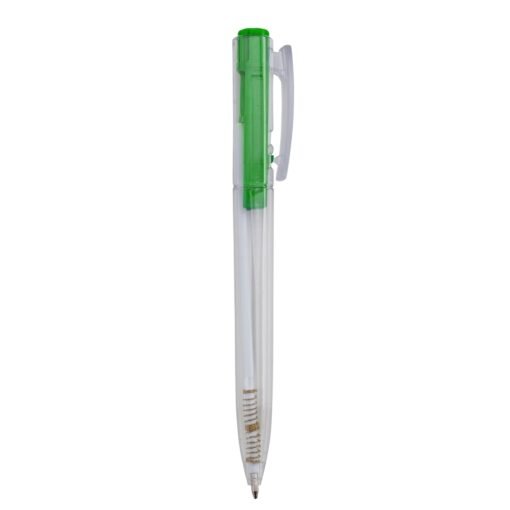 Caneta Personalizada Plástica - Verde/Transparente