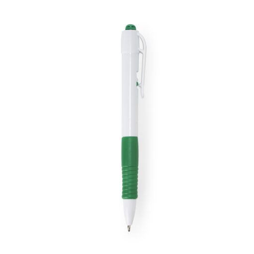Caneta Para Brindes Plastica Leitosa - branco com detalhes em verde