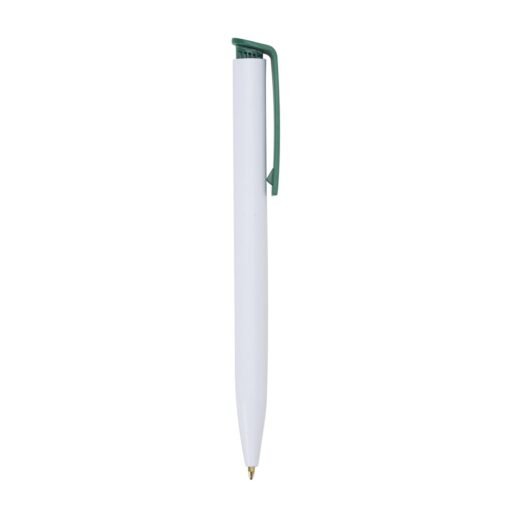 Caneta Para Brindes Plástica - branco com detalhes em verde