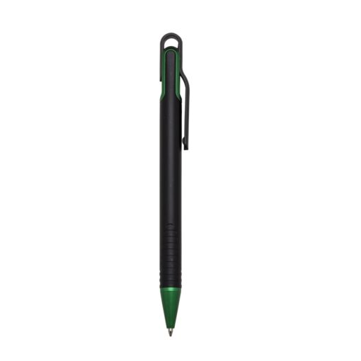 Caneta Com Logo Plástica - preto com detalhes em verde